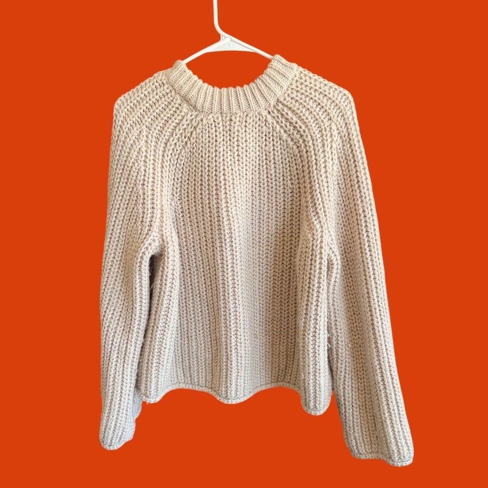 HM Chunky Shaker Knit Oversized Sweater Cream Beige Medium Boxy Fit